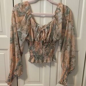 Floral Smocked Blouse - Multicolor